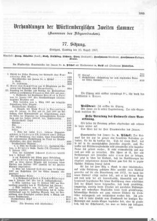 77. Sitzung, Stuttgart, 10.8.1907
