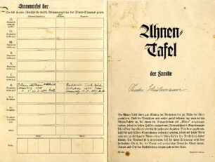 Ahnentafel der Familie von Theodor Schuhmann (1896-1975)