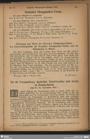 Die 69. Versammlung deutscher Naturforscher und Aerzte in Braunschweig