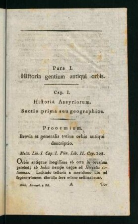 1-465, Pars I. Historia gentium antiqui orbis