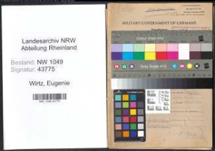 Entnazifizierung Eugenie Wirtz , geb. 22.05.1910 (Verwaltungsangestellte)