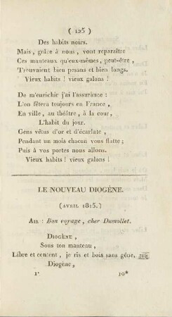 Le Nouveau Diogène. (Avril 1815.)