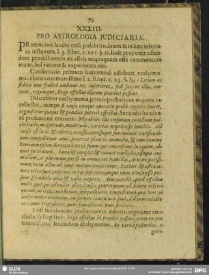 XXXIII. Pro Astrologica Iudiciaria