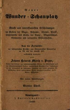 Wieglebs und Rosenthals gesammelte Schriften über natürliche Magie : ausgewählt und bearbeitet nach den Anforderungen unserer Zeit. 4