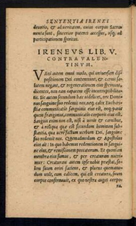 Ireneus Lib. V. Contra Valentinum.
