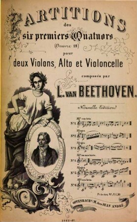 Partitions des six premiers quatuors (oeuvre 18) pour deux violons, alto et violoncelle, 2