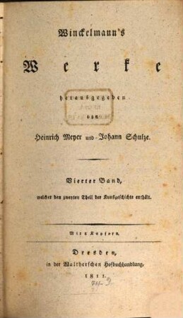 Winckelmann's Werke, 4. Geschichte der Kunst des Alterthums ; Bd. 2