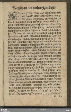 Vorrede an den guthertzigen Leser