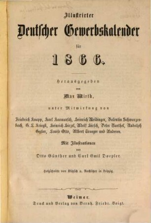Illustrirter deutscher Gewerbskalender : für ... 1866, 1866 (1865)