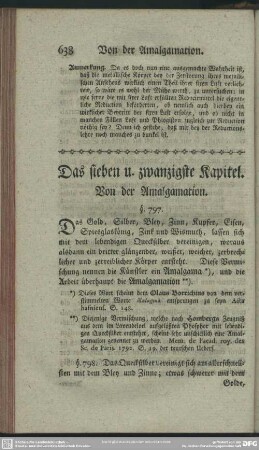 Das sieben und zwanzigste Kapitel. Von der Amalgamation