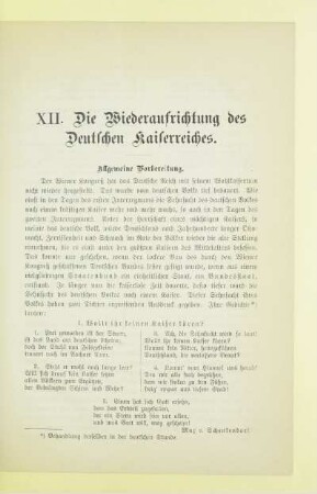 XII. Die Wiederaufrichtung des Deutschen Kaiserreiches