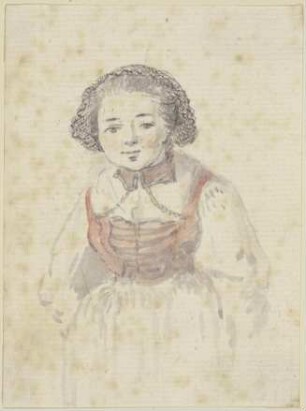 Halbfigur eines Mädchens mit rotem Mieder