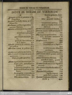 Index III. Rerum Et Verborum