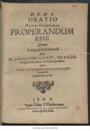 Oratio Priori Contraria Properandum Esse