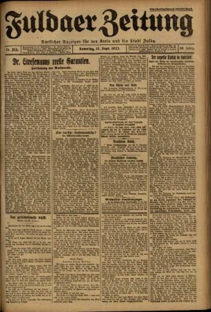 Ausgabe vom Samstag, den 15. September 1923.