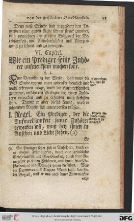 VI. Capitel: Wie ein Prediger seine Zuhoerer aufmerksam machen solle