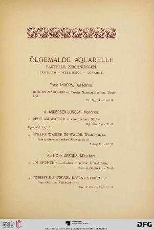 Ölgemälde, Aquarelle (Nr. 1-275)