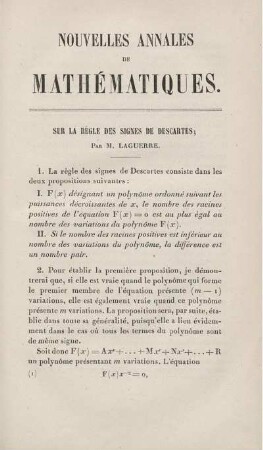 Sur la règle des signes de Descartes.
