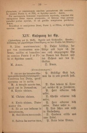 XIV. Einsegnung der Ehe.