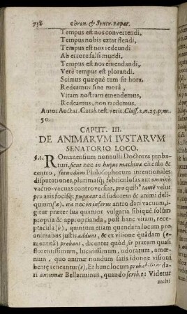 Caput III. De Animarum Iustarum Senatorio Loco