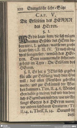 Cap. V. Die Erlöseten des HERRN des HErren