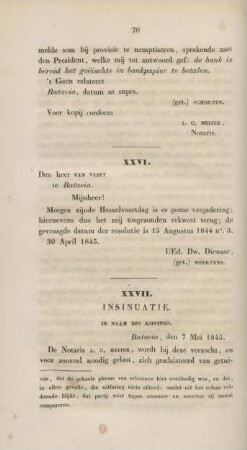 XXVII. Insinuatie. In naam des konings.