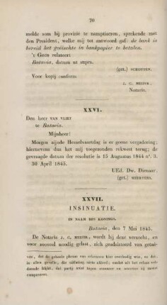 XXVII. Insinuatie. In naam des konings.