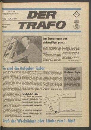 TRO-Betriebszeitung 'Der Trafo'; Nr. 16/1977 (18. April 1977)