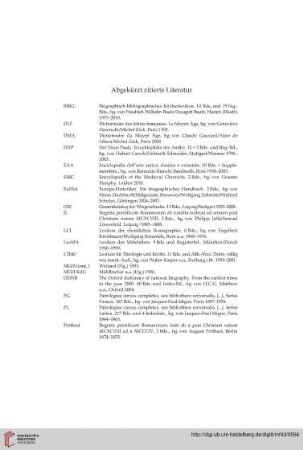 Abgekürzt zitierte Literatur