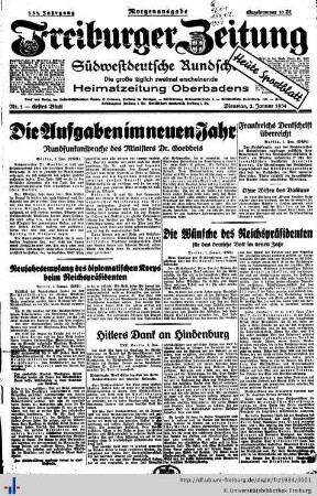 151. Jg.: Freiburger Zeitung