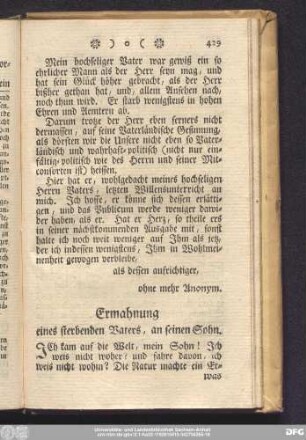 III. Klagen eines Satyrischen Greisen.