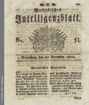 No. 51, Dienstag den 21 December 1802