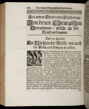 ..vierte Eintheilung/ Von denen Chirurgischen Operationen/ welche an der Brust vorkommen. [Cap.95 - Cap.100]