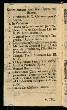4, Series eorum, quae hoc Opere tractantur