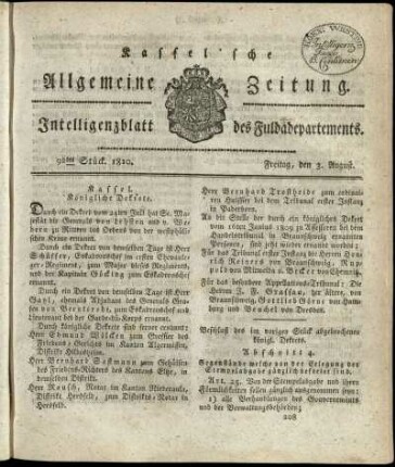 92tes Stueck, Freitag, den 3. August 1810