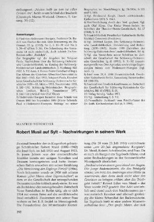 Robert Musil auf Sylt - Nachwirkungen in seinem Werk