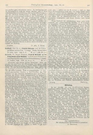 339-340 [Rezension] Schmitt, Eugen Heinrich, Friedrich Nitzsche an der Grenzscheide zweier Weltalter