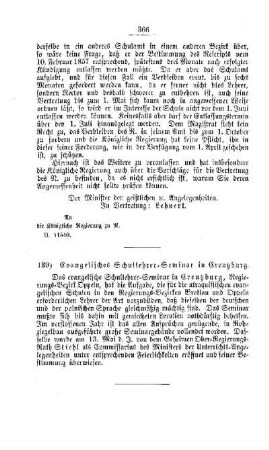 Evangelisches Schullehrer-Seminar in Creutzburg : [III. Seminarien, Bildung der Lehrer und deren persönliche Verhältnisse]