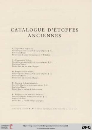 Catalogue d'Étoffes anciennes