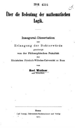 Über die Bedeutung der mathematischen Logik
