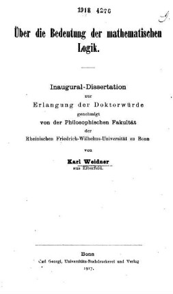 Über die Bedeutung der mathematischen Logik
