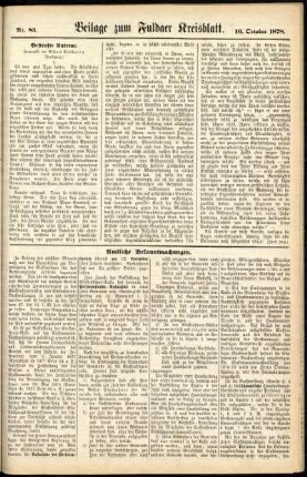 Zweite Ausgabe vom Mittwoch, den 16. Oktober 1878.