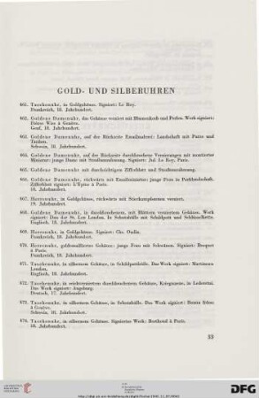 Gold- und Silberuhren (Nr. 461-479)