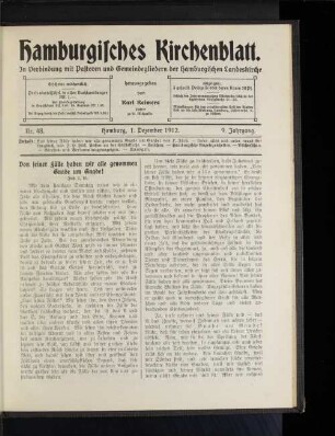 Nr. 48. Hamburg, 1. Dezember 1912. 9. Jahrgang.