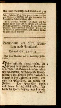 Evangelium am elften Sonntage nach Trinitatis