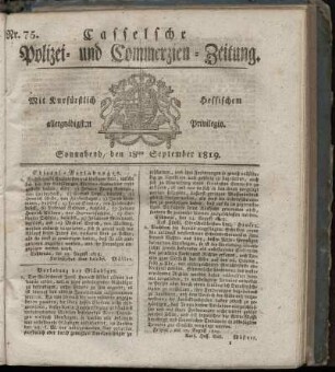 Nr. 75, Sonnabend, den 18ten September 1819