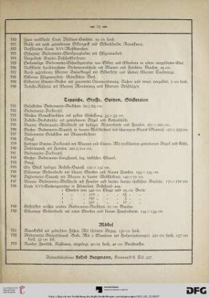 Teppiche, Stoffe, Spitzen, Stickereien (Nr. 731-748)