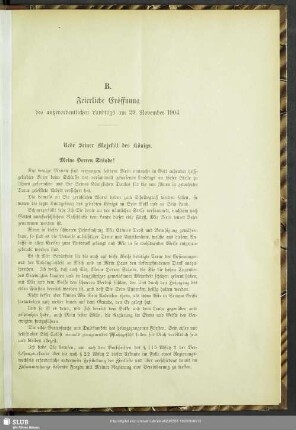 B. Feierliche Eröffnung des außerordentlichen Landtags am 29. November 1904