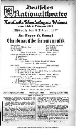 Nordische Theatertage in Weimar [...] Skandinavische Kammermusik