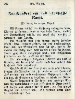 Fünfhundert ein und neunzigste Nacht